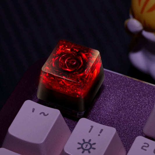 YMDK Rose Personalized Keycaps Cool Trendy Keycap Homemade Translucent Resin Key Caps for MX Mechanical Keyboard