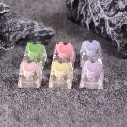 YMDK Love Translucent Personality keycaps Cute Novel Handmade Resin Keycaps for MX Mechanical Keyboard