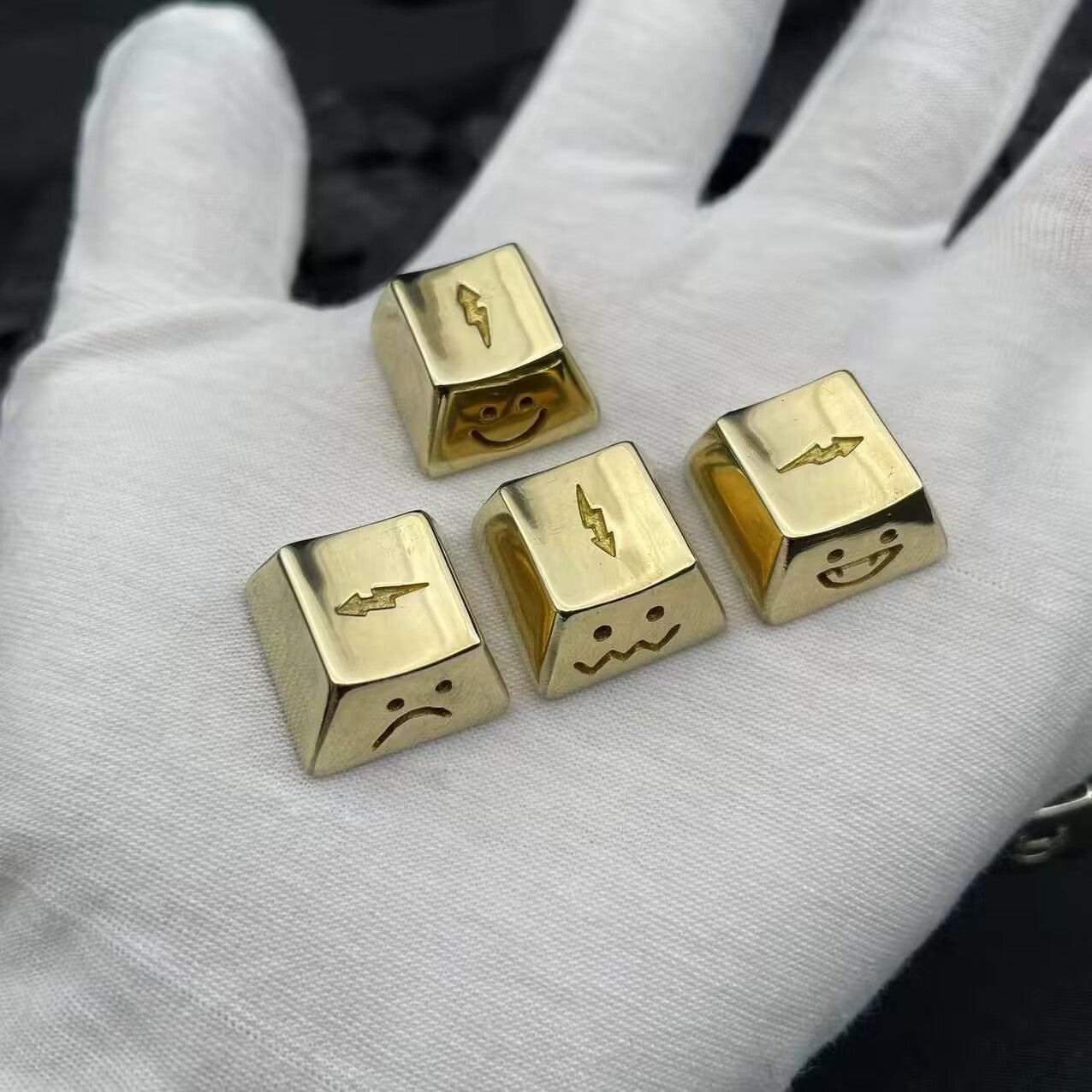 YMDK Retro Lightning Personality Keycaps Translucent Direction key Brass Keycaps for MX Mechanical Keyboard