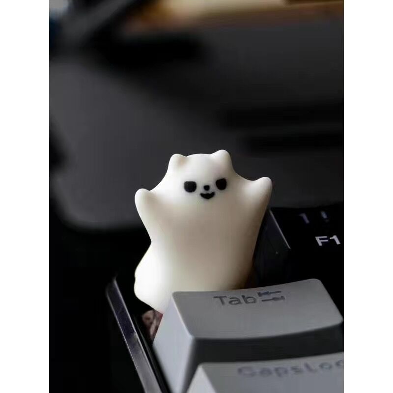 YMDK Little Ghost Personalized Keycaps Novel Interesting Cute Translucent ESC Key Resin Keycap Suitable for MX Mechanical Keyboard