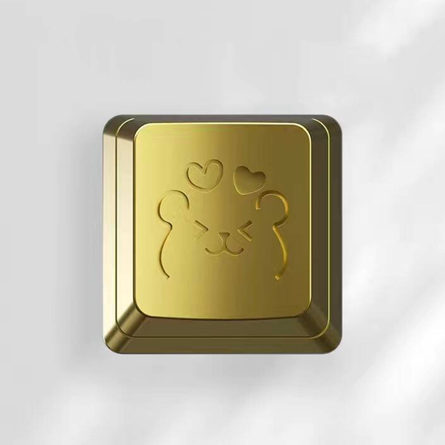 YMDK Zinc Alloy Metal Keycaps Cute Bear Gold Silver Electroplated Keycap for MX Mechanical Keyboard Accessories