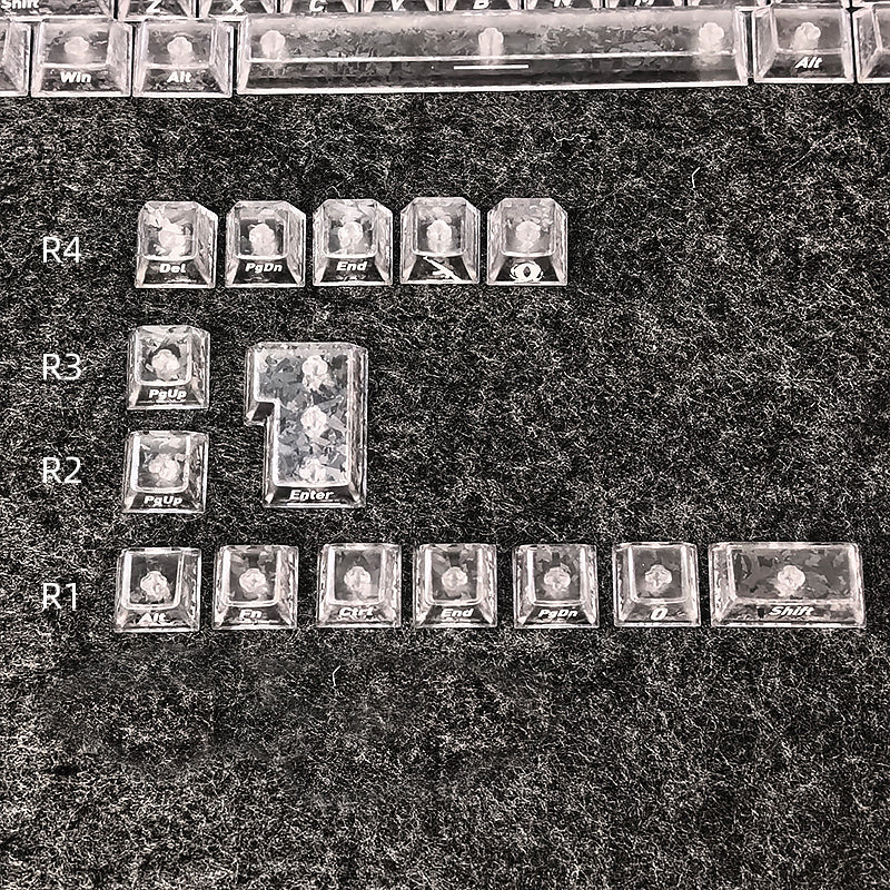 YMDK Carbon Fiber Texture 119 Key Side Printed Shine Through Keycaps for 61/64/68/84/87/96/108-Key MX Mechanical Keyboards