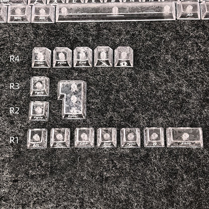 YMDK Carbon Fiber Texture 119 Key Side Printed Shine Through Keycaps for 61/64/68/84/87/96/108-Key MX Mechanical Keyboards