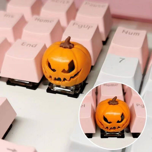 YMDK Pumpkin Halloween Personalized Keycaps Cute Creative Keycaps Three-dimensional Translucent Resin Keycaps for MX Mechanical Keyboard