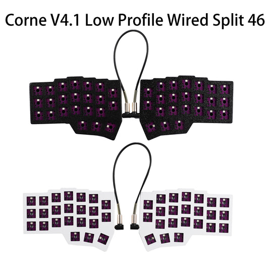 YMDK Low Profile Wired Split Chocolate Keyboard Corne V4.1 Ergonomic 46 Keys Hotswappable 40% Layout 3D Print case RGB Vial Keyboard Kit（Included Switch）