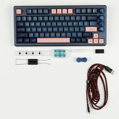GK75 4 Knobs Aluminum Triple-Mode Gasket RGB Hot Swappable Macro Programmable Bluetooth Wired 2.4G Mechanical Keyboard