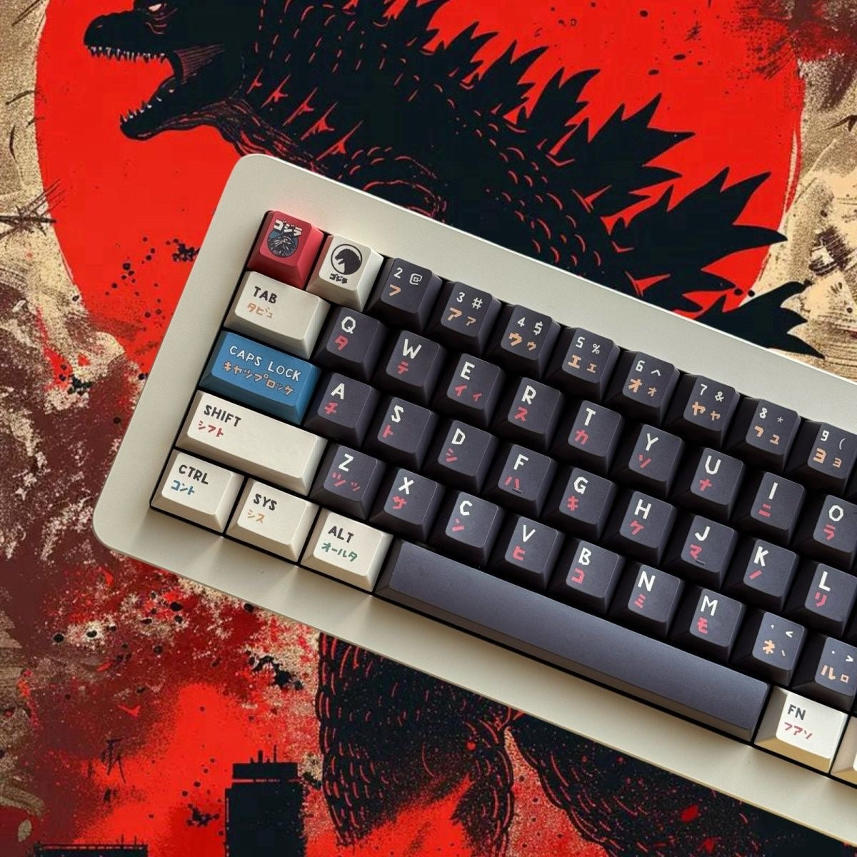 YMDK Godzilla Theme Keycaps Full Set 150 keys Cool Cherry Profile PBT