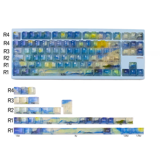 YMDK 121 Keys Frosted Clear Rose Sorrow Starry Sky Theme PC Cherry Profile PC Shine Through Keycaps for MX Mechanical Keyboard