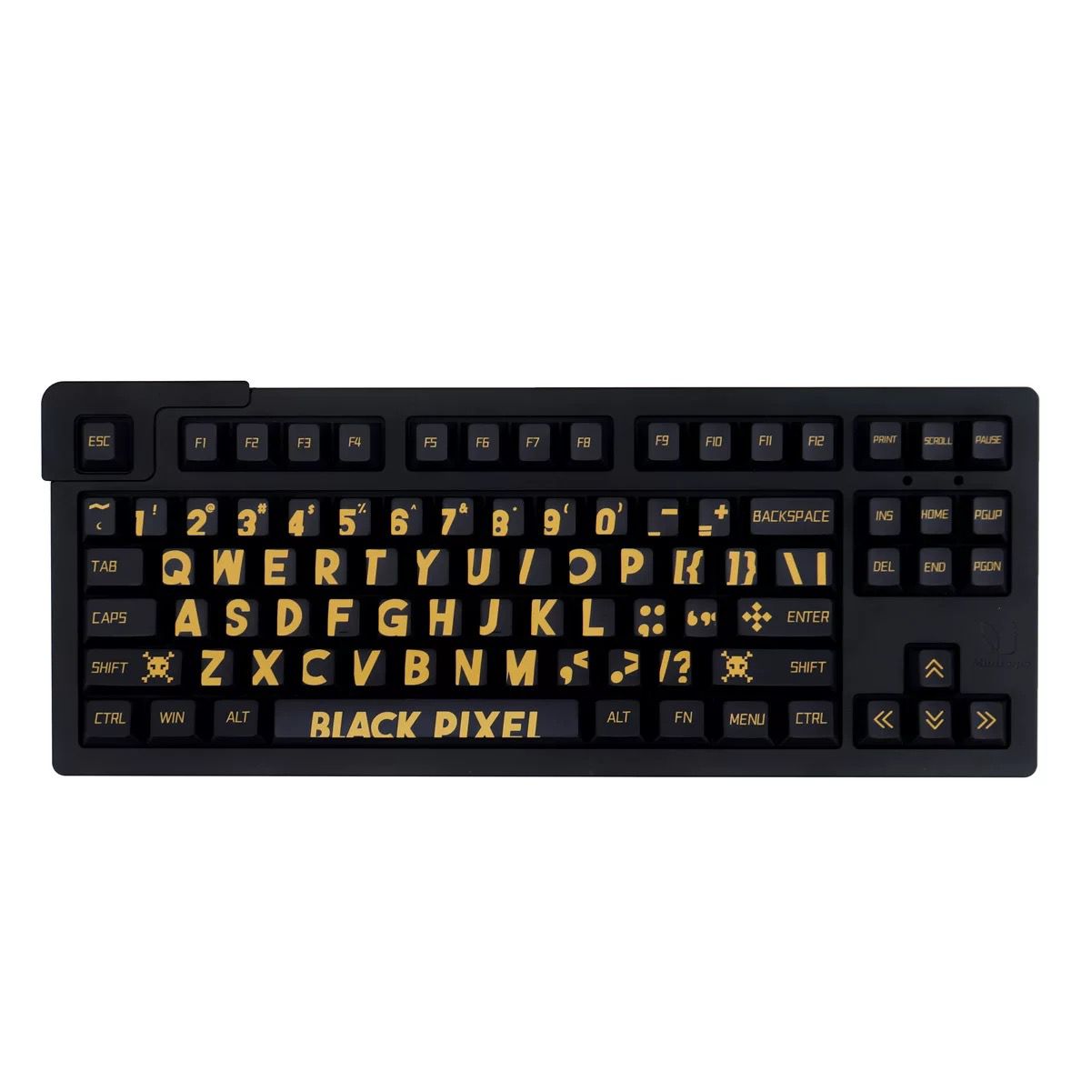 YMDK Black Gold Large Font Full Set 129 Keys Keycaps Creative Cool Custom Key Cap PBT Dye Sub Cherry Profile for MX Mechanical Keyboard