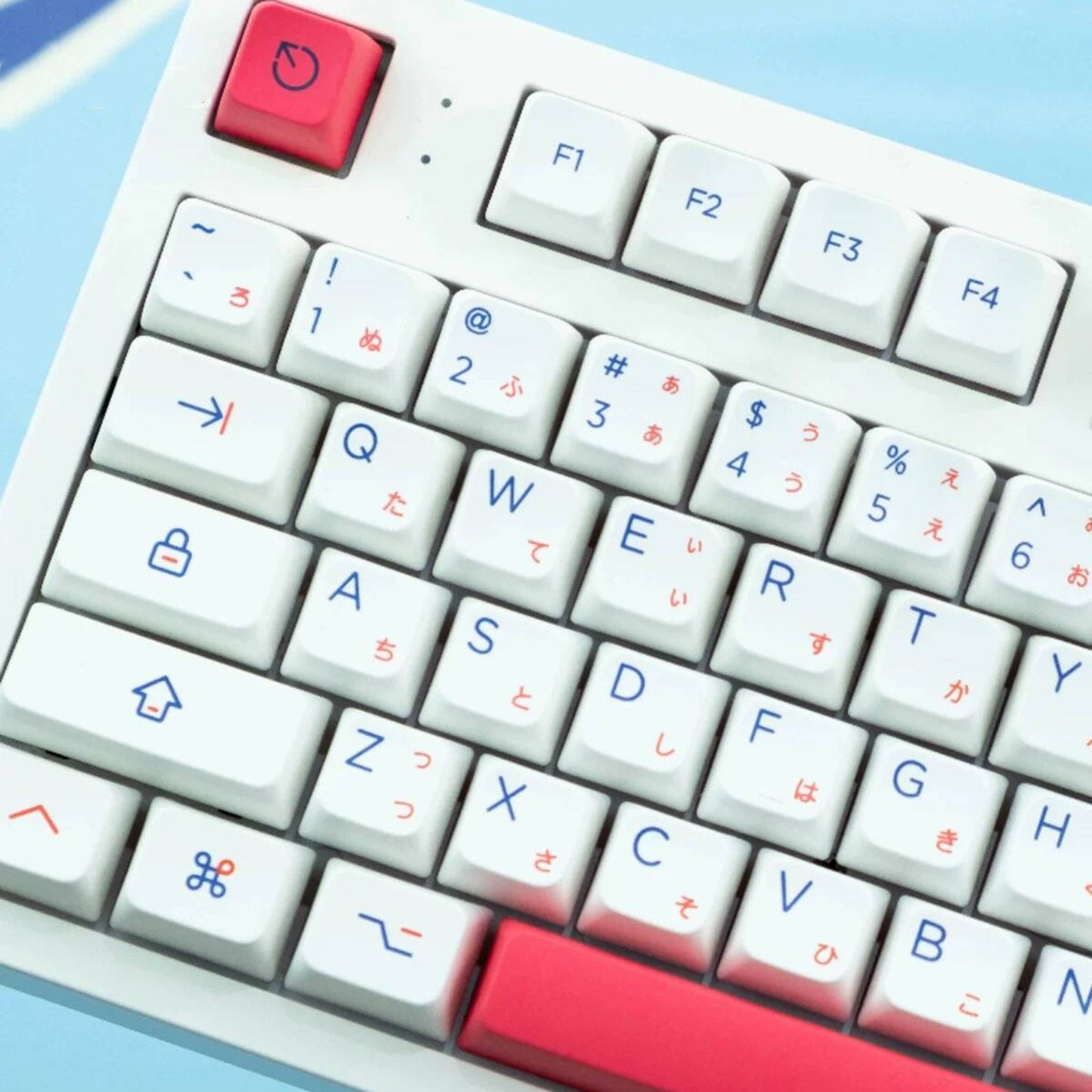 YMDK Red and Blue Color Keycaps 142 Keys MDA Profile PBT Dye Sublimation for mechanical keyboard