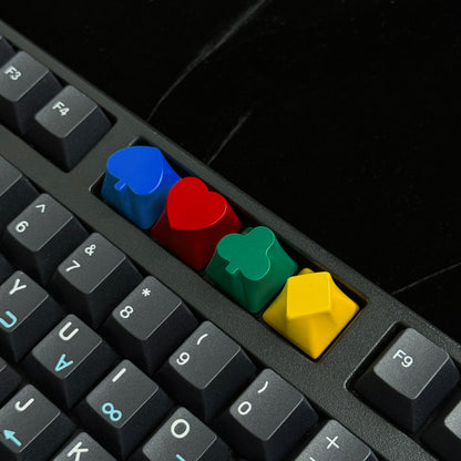 YMDK 4pcs Poker Suit Metal Keycaps, Matte Gold Electroplated Spade Heart Club Diamond Direction Arrow Key Keycaps for MX Mechanical Keyboards