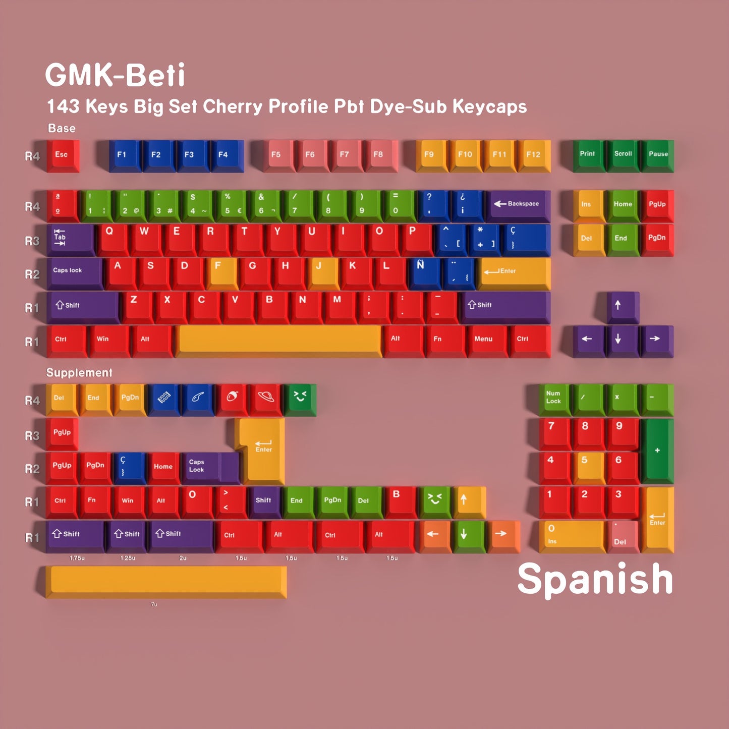 YMDK 143 Keys GMK Color Theme Cherry Profile English Russian German Spanish French PBT Dye Sub Keycap For MX Mechanical Keyboards