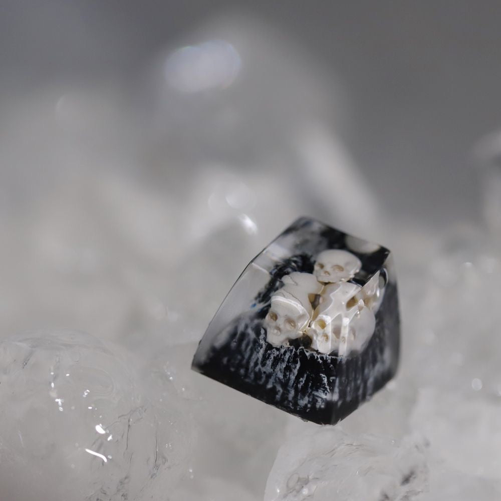 YMDK Snow Mountain Green Mountain Skull Resin Handmade SA Personalized Keycaps Shine Through Cool Keycap for MX Switch Keyboards
