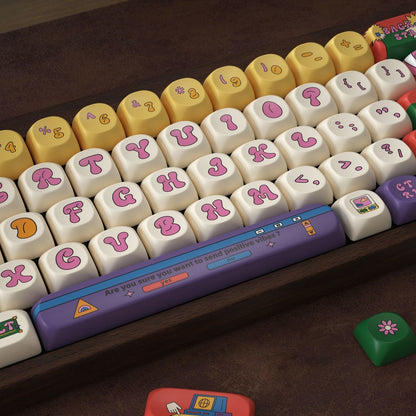 YMDK American Retro Keycaps SOA Cherry Profile Five-sided Dye Sublimation PBT Round Cute keycap for MX 61/68/87/98/104 MX Mechanical Keyboards