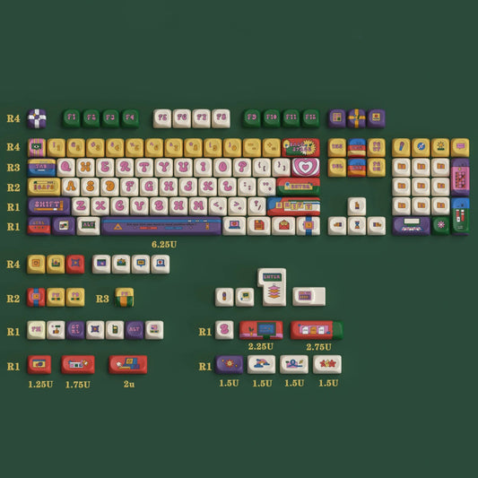YMDK American Retro Keycaps SOA Cherry Profile Five-sided Dye Sublimation PBT Round Cute keycap for MX 61/68/87/98/104 MX Mechanical Keyboards