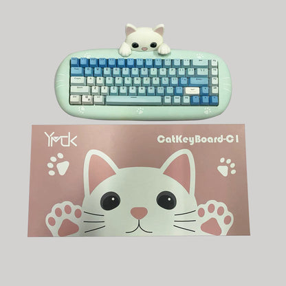 YMDK Meow68 keyboard Cat Custom Triple-Mode RGB Hot Swappable meow 68 Mechanical Keyboard Barebone（Support Macro Programmable Bluetooth＆Wired＆2.4G）