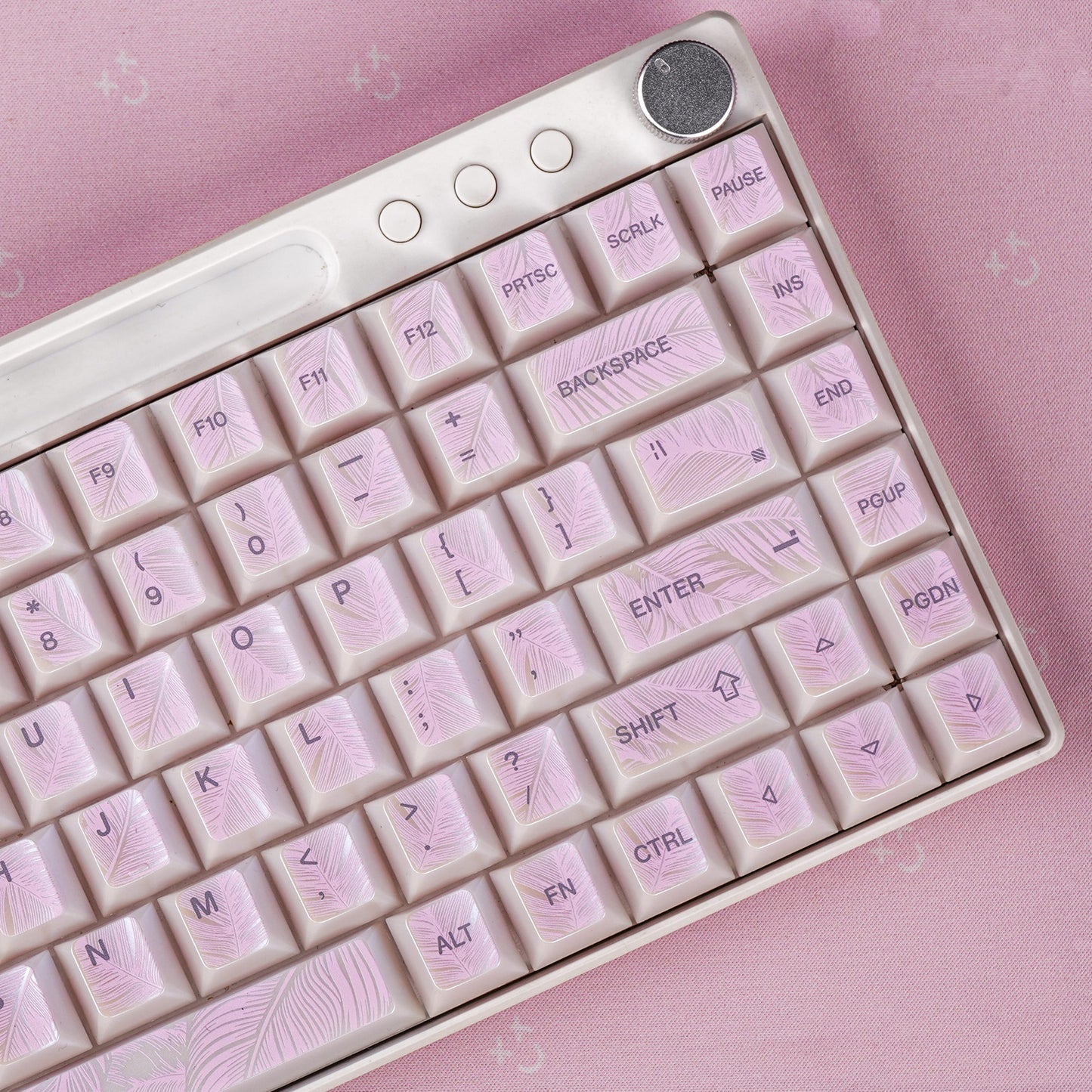 YMDK 129 Keys Sunny Feather Theme Pearlescent Cherry Profile ABS Top Print Keycaps for 61/84/87/104/108 MX Mechanical Keyboards