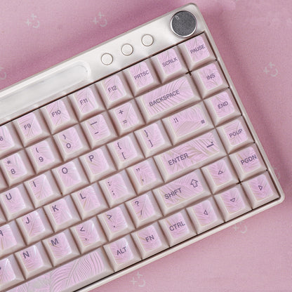 YMDK 129 Keys Sunny Feather Theme Pearlescent Cherry Profile ABS Top Print Keycaps for 61/84/87/104/108 MX Mechanical Keyboards