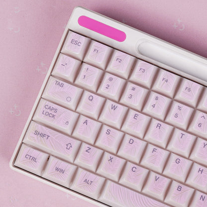 YMDK 129 Keys Sunny Feather Theme Pearlescent Cherry Profile ABS Top Print Keycaps for 61/84/87/104/108 MX Mechanical Keyboards