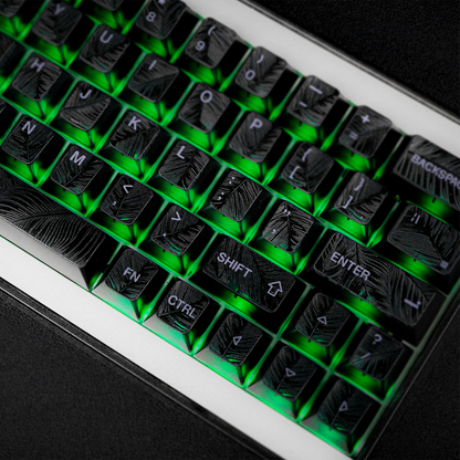 YMDK 129 Keys Sunny Feather Theme Pearlescent Cherry Profile ABS Top Print Keycaps for 61/84/87/104/108 MX Mechanical Keyboards