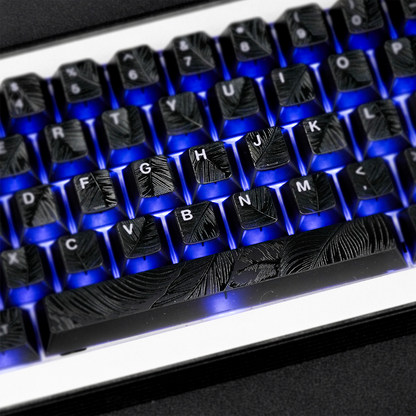 YMDK 129 Keys Sunny Feather Theme Pearlescent Cherry Profile ABS Top Print Keycaps for 61/84/87/104/108 MX Mechanical Keyboards