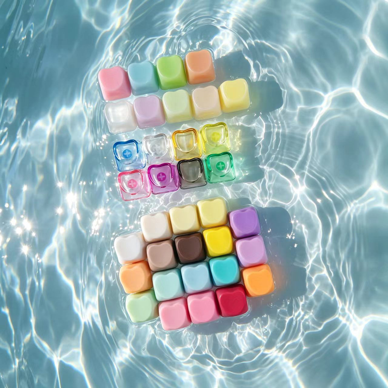YMDK Heart-shaped PBT PC Blank Color Pink White Red Green Blue Yellow Purple 1u Cute Keycaps DIY(Blank PBT 1.6mm)