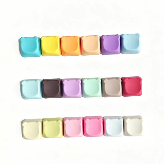 YMDK Bear Head PBT Blank Color Pink White Red Green Blue Yellow Purple 1u Cute Keycaps DIY(Blank PBT 1.6mm)