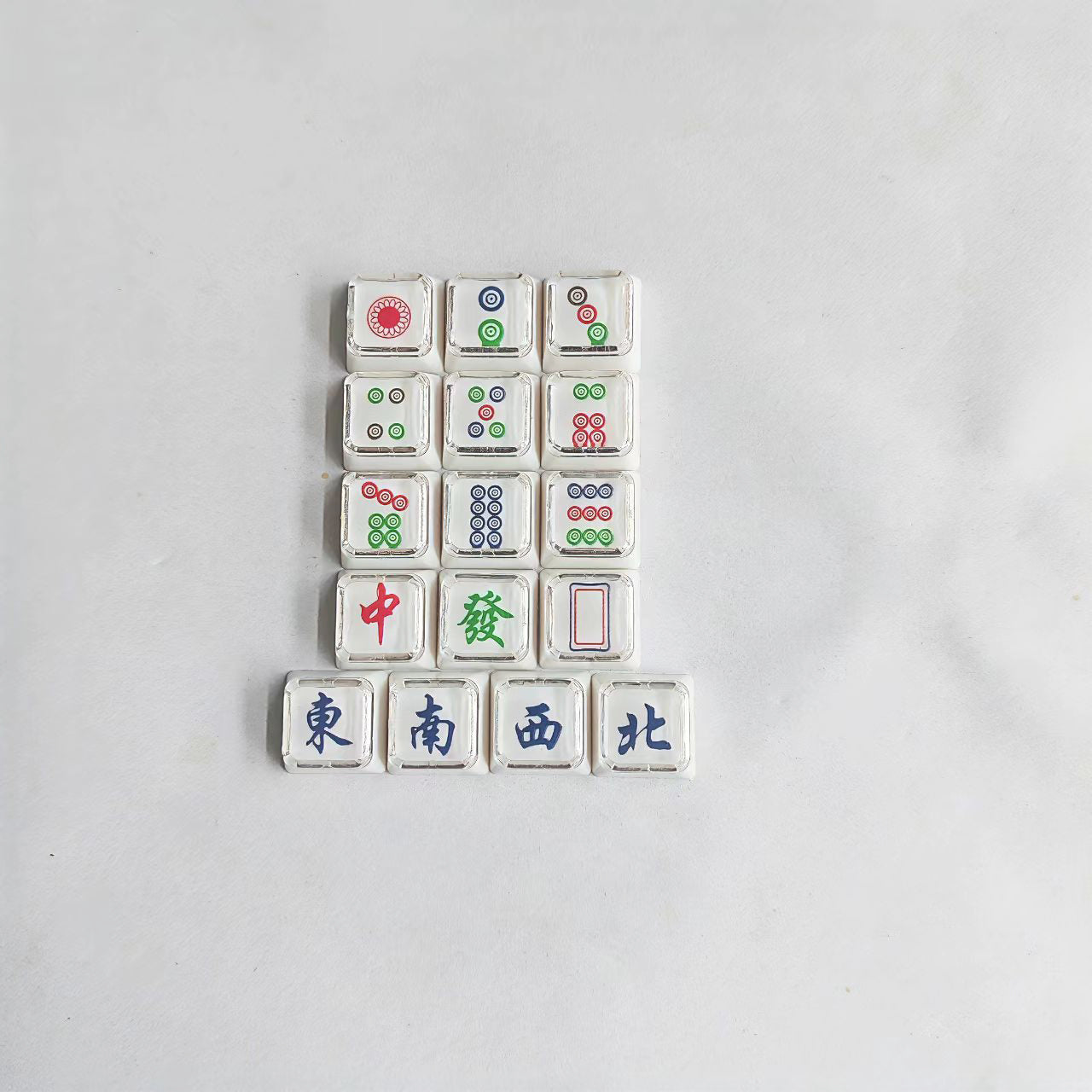 16 Keys Majiang 1u Double-layer Cover Cap Mahjong Tiao Wan Tong Set PC Keycaps For Numpad Pad Mx Mechanical Keyboard