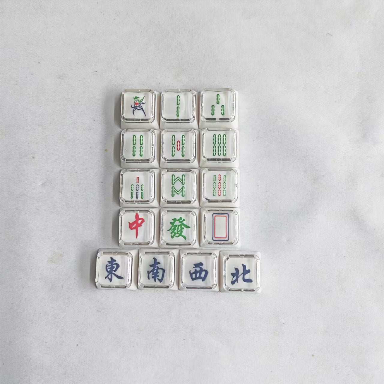 16 Keys Majiang 1u Double-layer Cover Cap Mahjong Tiao Wan Tong Set PC Keycaps For Numpad Pad Mx Mechanical Keyboard