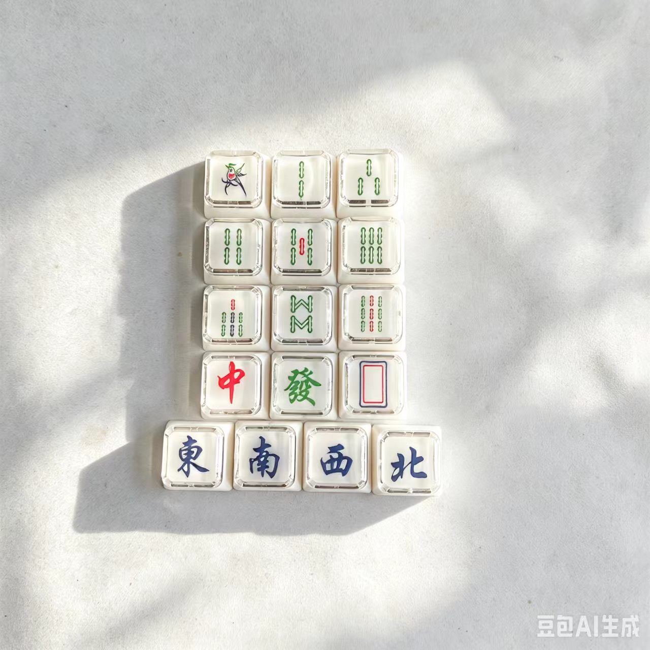 16 Keys Majiang 1u Double-layer Cover Cap Mahjong Tiao Wan Tong Set PC Keycaps For Numpad Pad Mx Mechanical Keyboard