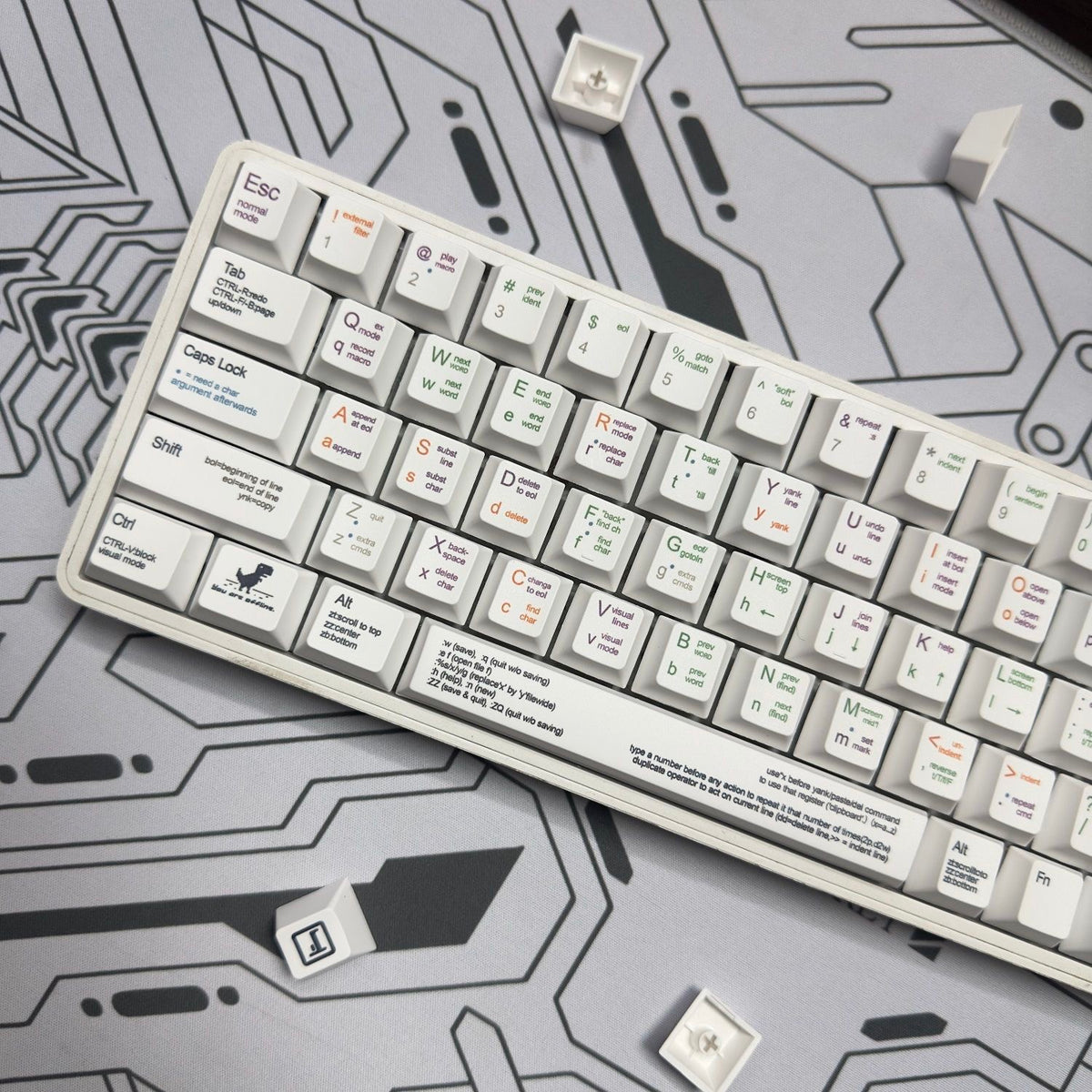 YMDK White Programmer Keycaps Full Set 131 Keys PBT Dye Sub Cherry Profile Keycaps Creative Novel Interesting Keycaps for 64/68/75 MX Key Mechanical Keyboard