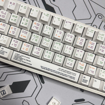 YMDK White Programmer Keycaps Full Set 131 Keys PBT Dye Sub Cherry Profile Keycaps Creative Novel Interesting Keycaps for 64/68/75 MX Key Mechanical Keyboard