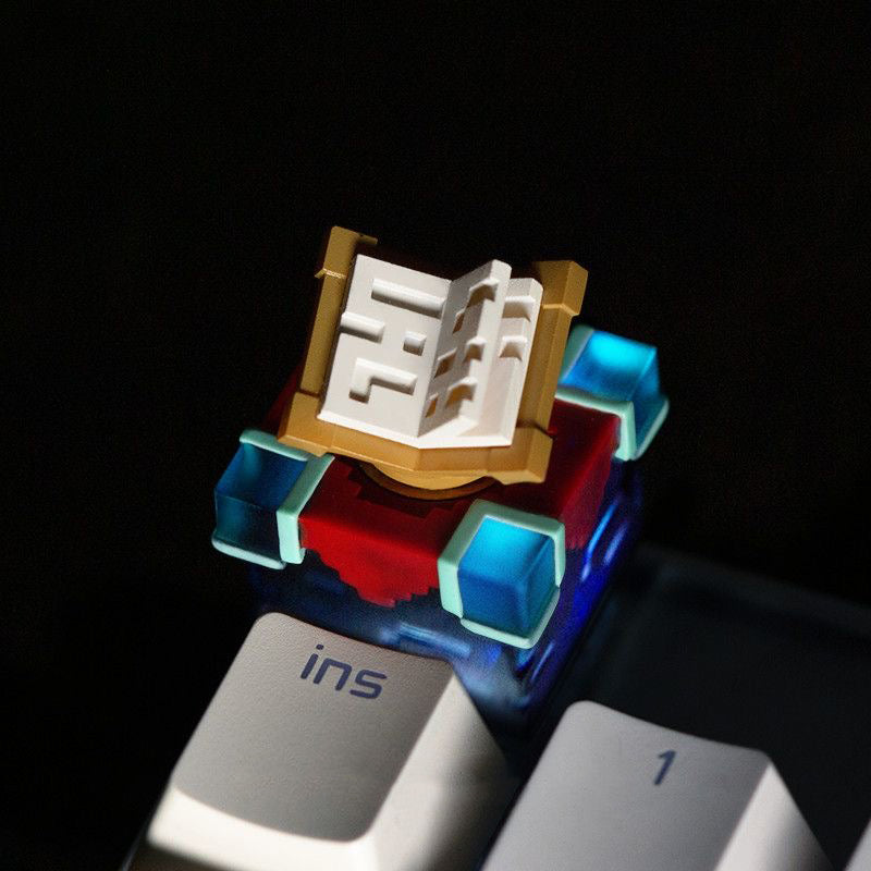 YMDK 3D Block-Style Artisan Keycap with Rotatable Book - Translucent for MX Switch Mechanical Keyboards