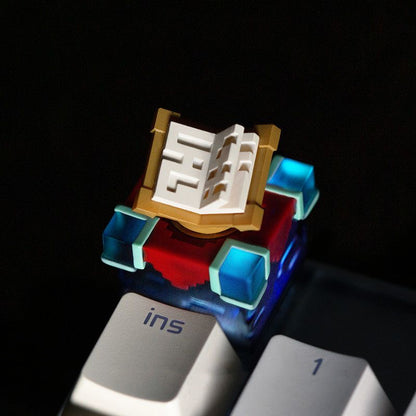 YMDK 3D Block-Style Artisan Keycap with Rotatable Book - Translucent for MX Switch Mechanical Keyboards