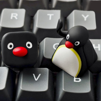 YMDK Penguin Cute Personalized Keycaps Resin Creative Novelty DIY Custom Keycaps for MX Mechanical Keyboard