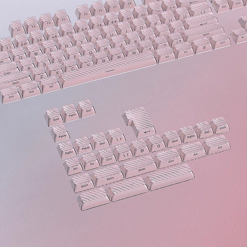 YMDK Demon Wave Blue, White, Pink, Purple Keycaps OEM Side-Printed 136 Key PC Shine Through for 61/64/68/84/87/96/108 Mechanical Keyboards