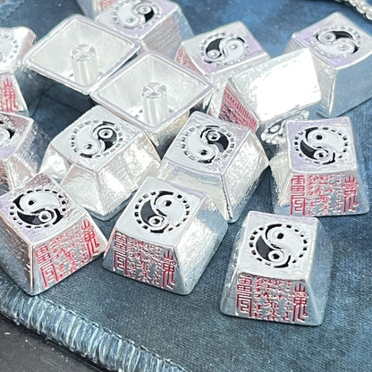 YMDK Ancient Style Mountain Spirit Theme Bagua Pattern Metal R4 1u Esc Key Personalized Keycaps for MX Mechanical Keyboard