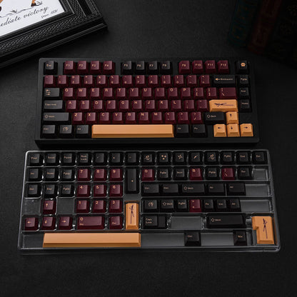 YMDK 143 Keys Red-Samurai Cherry Profile Keycaps English Russian German Spanish French PBT Dye Sub Keycap For MX Mechanical Keyboards