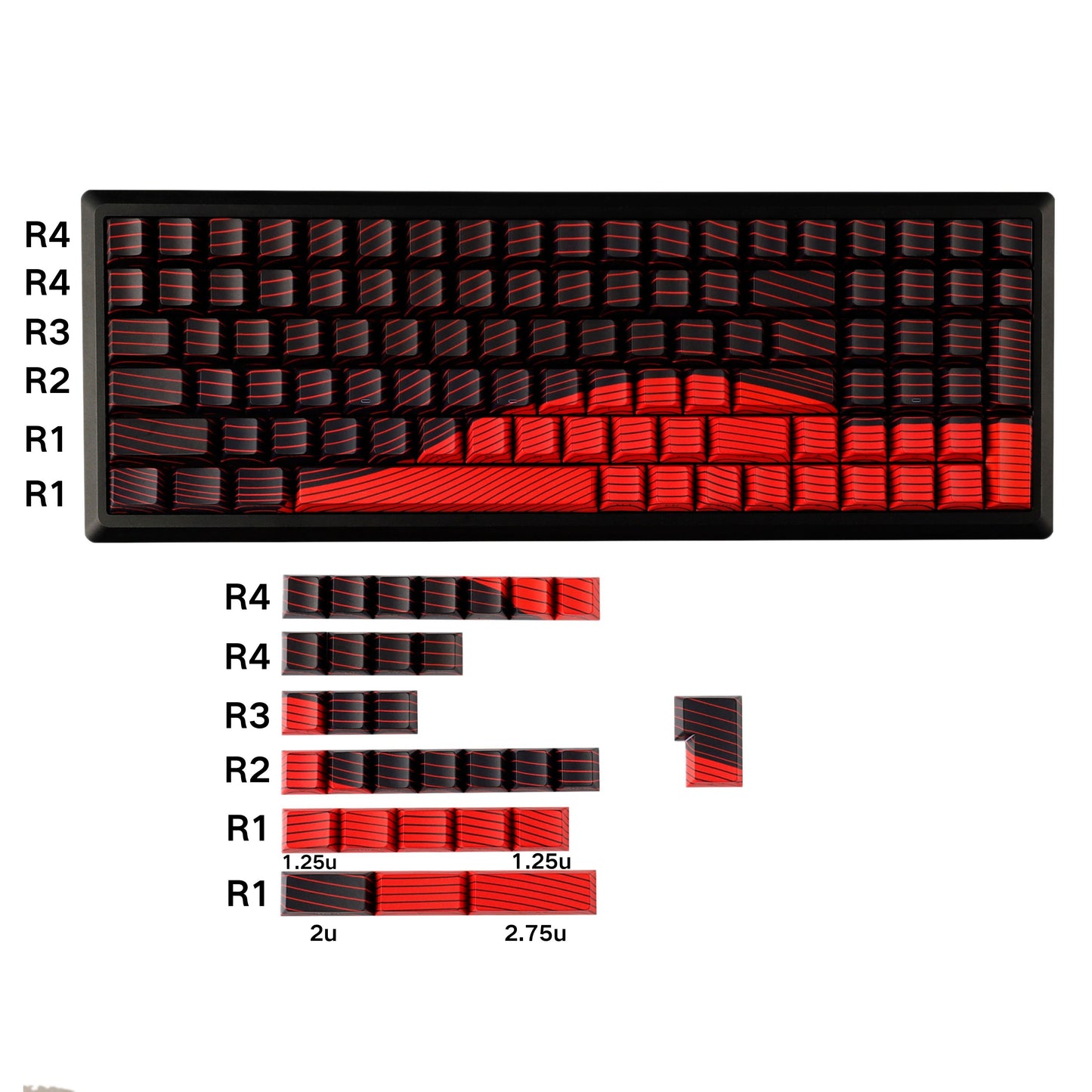 YMDK Contour Line Theme Cherry Profile Keycaps Dye Sub Set PBT Material Keycap for Mechanical keyboard 61 87 108