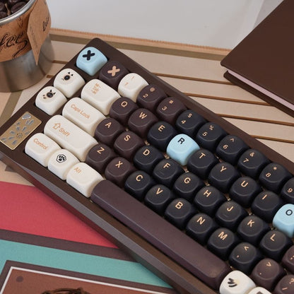 YMDK 129 Keys Brown Sugar Bobo Theme Keycaps MOA Profile PBT Dye Sub Custom Keycap for 75/87/98/104/108 Layout MX Mechanical Keyboard