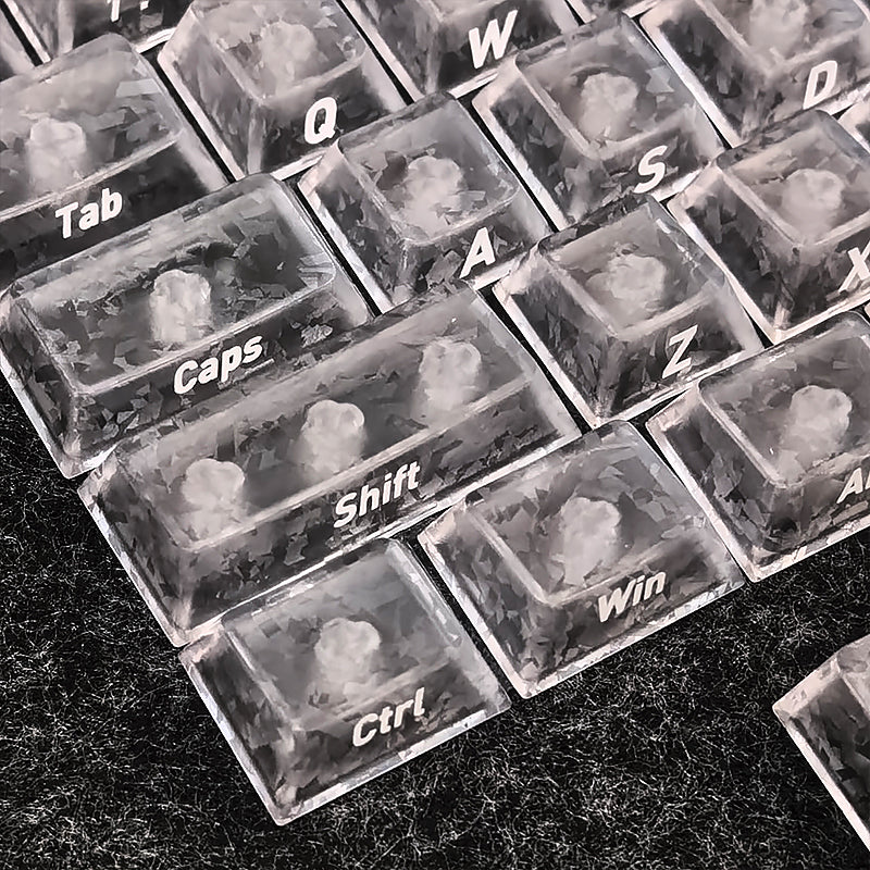 YMDK Carbon Fiber Texture 119 Key Side Printed Shine Through Keycaps for 61/64/68/84/87/96/108-Key MX Mechanical Keyboards