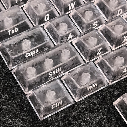 YMDK Carbon Fiber Texture 119 Key Side Printed Shine Through Keycaps for 61/64/68/84/87/96/108-Key MX Mechanical Keyboards