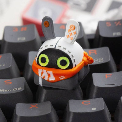 YMDK Rabbit Shark Personalized Keycaps Cute Cartoon Novel Homemade Resin Art Keycaps for MX Mechanical Keyboard