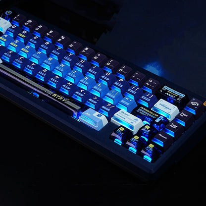 YMDK Future Theme Keycaps  PBT PC Transparent Dye Sublimation Cherry Profile Key capfor Mechanical Keyboard