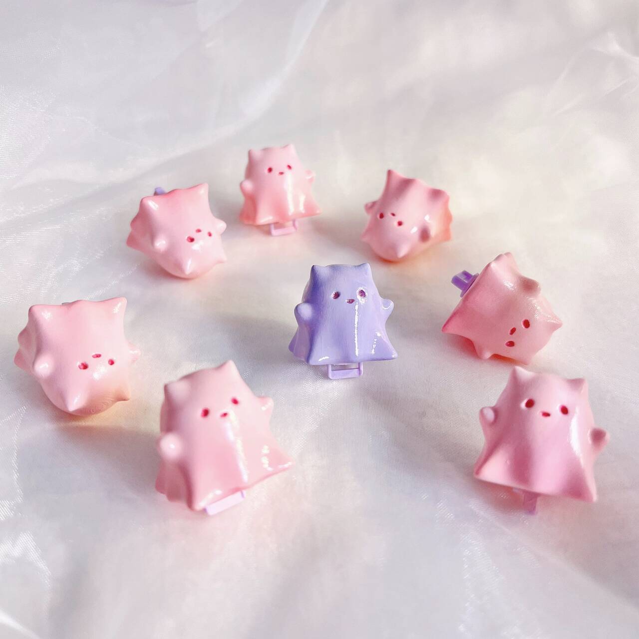 YMDK Ghost Cat Personality Keycaps Cute Creative Keycaps Homemade Resin Keycap for MX Mechanical Keyboard