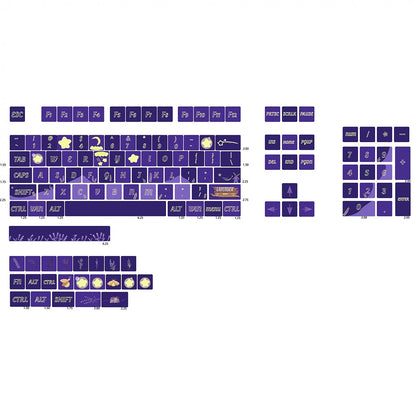 YMDK Starry Night Lavender Theme Keycaps Full Set 127 Keys XDA Profile PBT Dye Sub Key Cap for MX Mechanical Keyboard