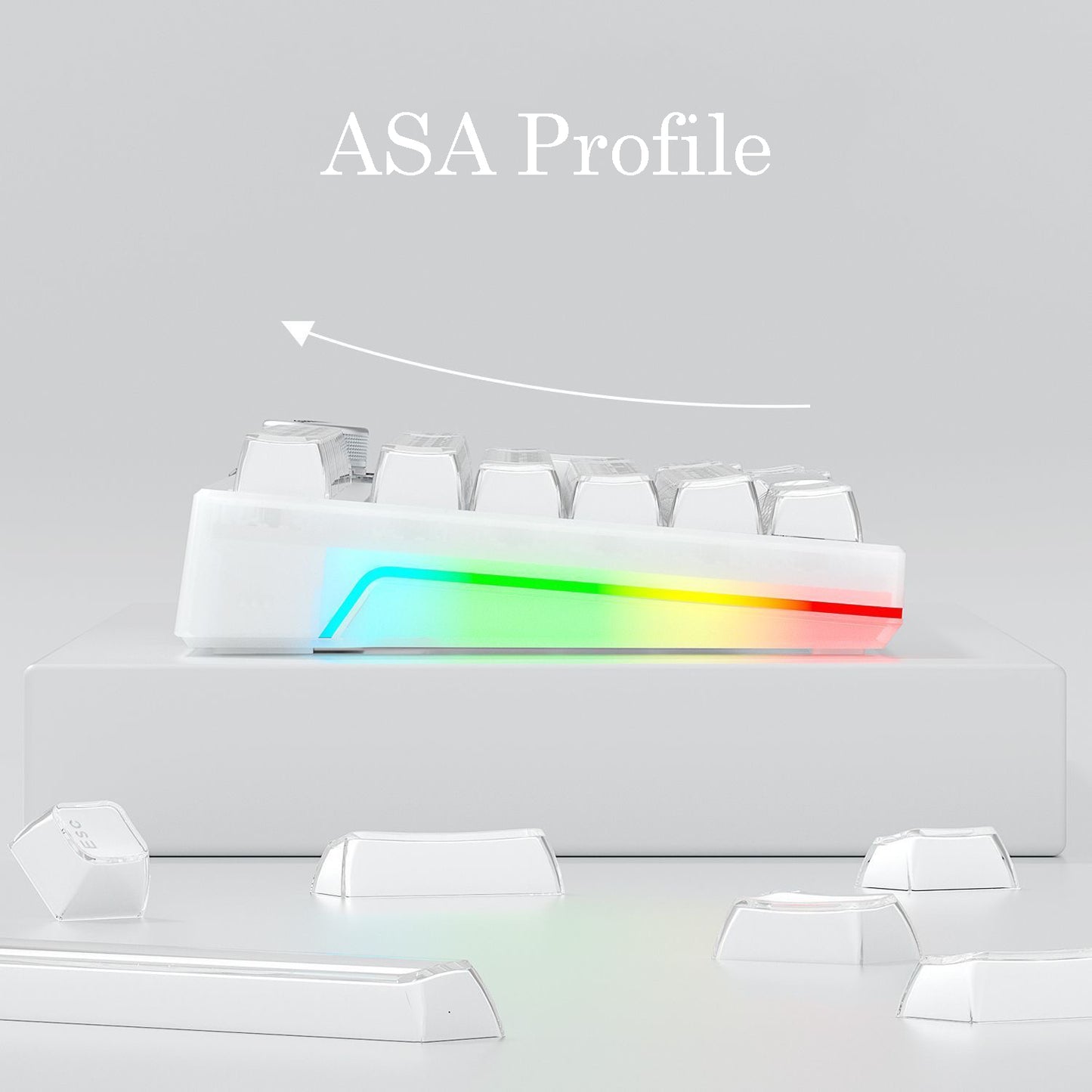 YMDK Crystal Jelly Pudding Keycaps 136 Keys Backlit Keycap Double Shot PC Acrylic for 68/75/84/87/108 MX Mechanical Keyboards