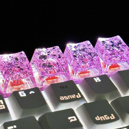 YMDK Translucent Shell Paper Personalized Keycaps Cool Shiny Novel Creative Key Caps Resin Keycap for MX Mechanical Keyboard