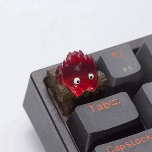 YMDK Flame Personality Keycaps Anime Surrounding Devil Key Cap Novel Cute Translucent Keycap for MX Mechanical Keyboard