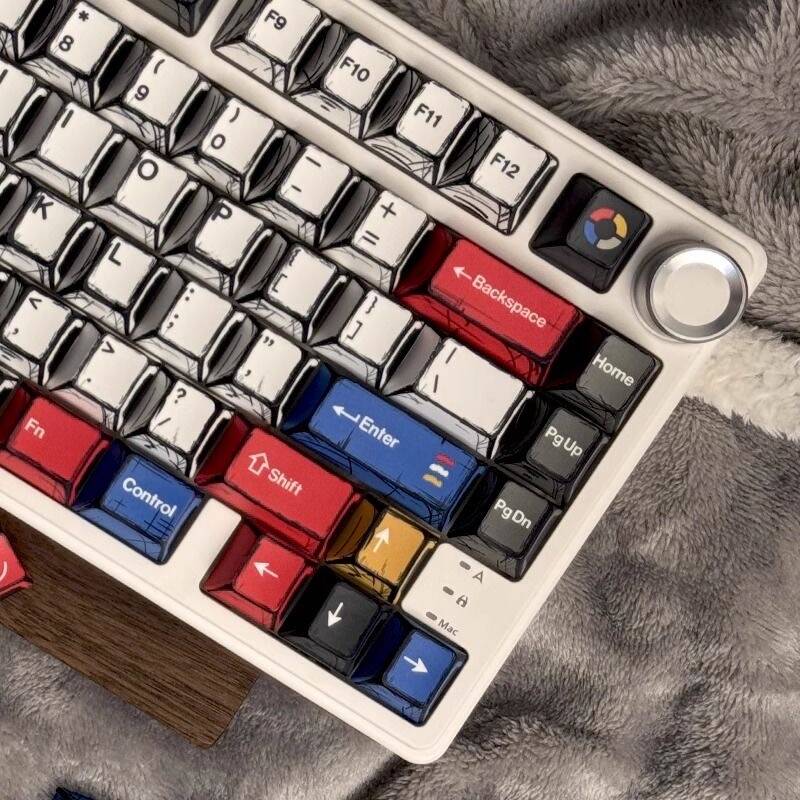 YMDK Comic Style Complete Full Set 136 Keys  Keycaps Mixed Light Keycap Creative Interesting PBT Cherry Profile Dye Sub for MX Mechanical Keyboard